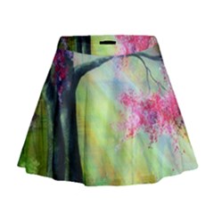 Forests Stunning Glimmer Paintings Sunlight Blooms Plants Love Seasons Traditional Art Flowers Sunsh Mini Flare Skirt