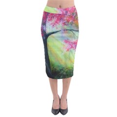 Forests Stunning Glimmer Paintings Sunlight Blooms Plants Love Seasons Traditional Art Flowers Sunsh Midi Pencil Skirt