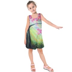 Forests Stunning Glimmer Paintings Sunlight Blooms Plants Love Seasons Traditional Art Flowers Sunsh Kids  Sleeveless Dress by Amaryn4rt