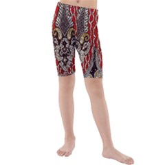 Indian Traditional Art Pattern Kids  Mid Length Swim Shorts