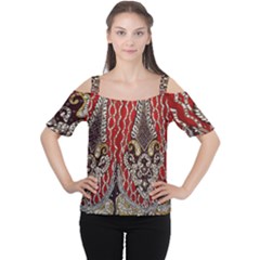 Indian Traditional Art Pattern Women s Cutout Shoulder Tee