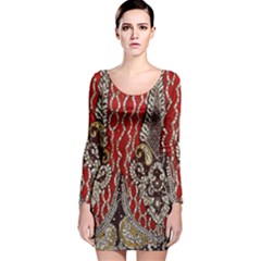 Indian Traditional Art Pattern Long Sleeve Velvet Bodycon Dress by Amaryn4rt