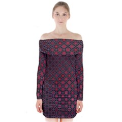 Star Patterns Long Sleeve Off Shoulder Dress