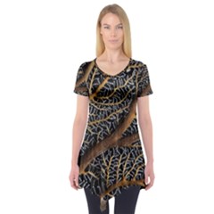 Trees Forests Pattern Short Sleeve Tunic  by Amaryn4rt