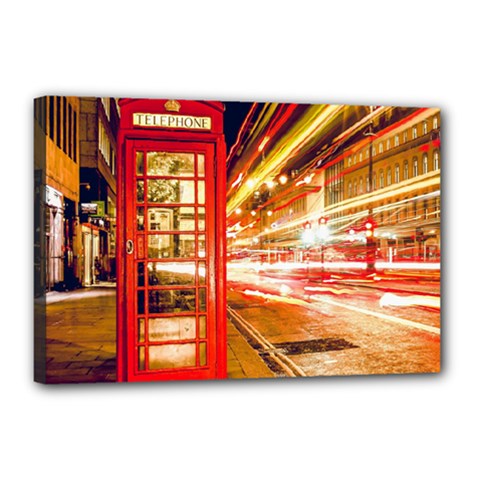 Telephone Box London Night Canvas 18  X 12  by Amaryn4rt