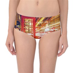 Telephone Box London Night Mid-waist Bikini Bottoms by Amaryn4rt