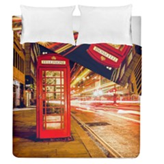 Telephone Box London Night Duvet Cover Double Side (queen Size) by Amaryn4rt