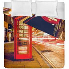 Telephone Box London Night Duvet Cover Double Side (king Size) by Amaryn4rt