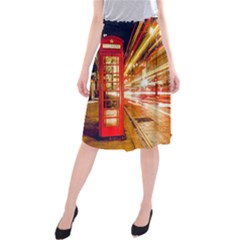 Telephone Box London Night Midi Beach Skirt