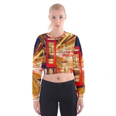 Telephone Box London Night Women s Cropped Sweatshirt by Amaryn4rt