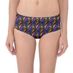 Seamless Prismatic Line Art Pattern Mid-waist Bikini Bottoms