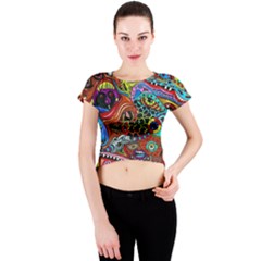 Vector Art Pattern Crew Neck Crop Top by Amaryn4rt