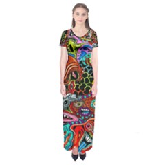 Vector Art Pattern Short Sleeve Maxi Dress by Amaryn4rt