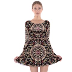 Vectorized Traditional Rug Style Of Traditional Patterns Long Sleeve Skater Dress by Amaryn4rt