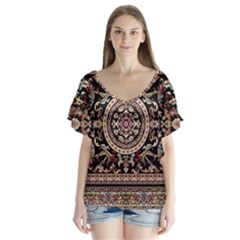 Vectorized Traditional Rug Style Of Traditional Patterns Flutter Sleeve Top