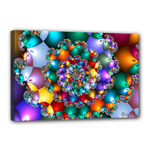 Rainbow Spiral Beads Canvas 18  X 12  by WolfepawFractals