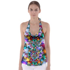 Rainbow Spiral Beads Babydoll Tankini Top by WolfepawFractals