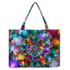 Rainbow Spiral Beads Medium Zipper Tote Bag by WolfepawFractals