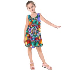 Rainbow Spiral Beads Kids  Sleeveless Dress