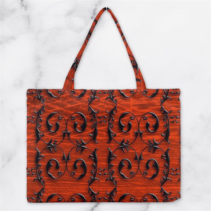 3d Metal Pattern On Wood Medium Zipper Tote Bag