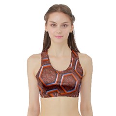 3d Abstract Patterns Hexagons Honeycomb Sports Bra With Border by Amaryn4rt