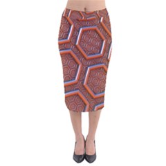 3d Abstract Patterns Hexagons Honeycomb Velvet Midi Pencil Skirt