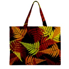 3d Red Abstract Fern Leaf Pattern Zipper Mini Tote Bag by Amaryn4rt