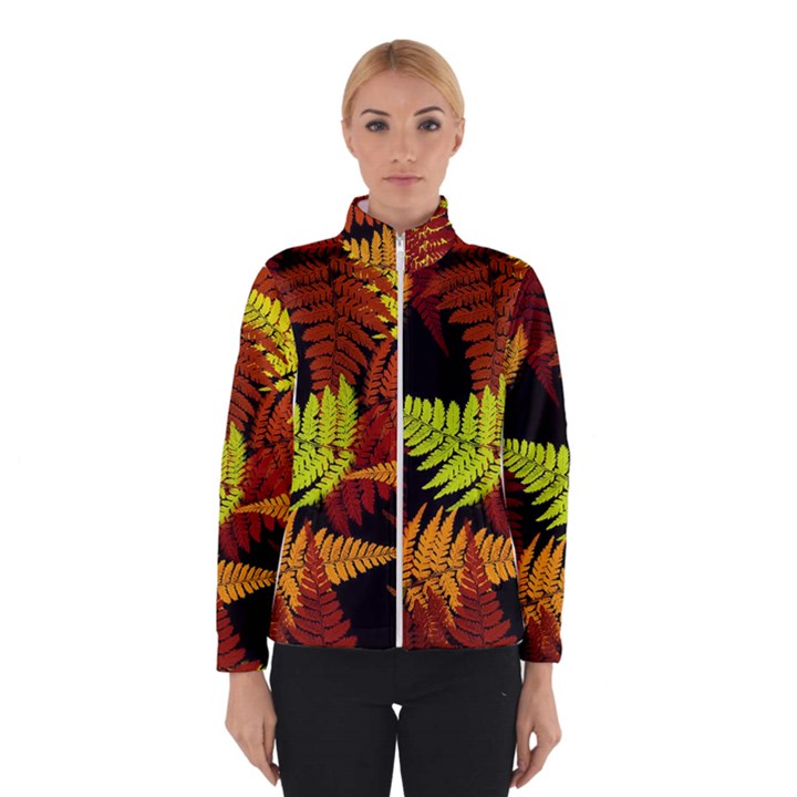 3d Red Abstract Fern Leaf Pattern Winterwear