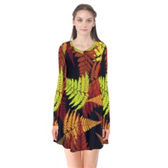 3d Red Abstract Fern Leaf Pattern Flare Dress by Amaryn4rt