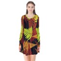 3d Red Abstract Fern Leaf Pattern Flare Dress View1