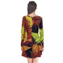 3d Red Abstract Fern Leaf Pattern Flare Dress View2