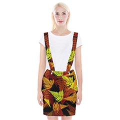 3d Red Abstract Fern Leaf Pattern Suspender Skirt by Amaryn4rt