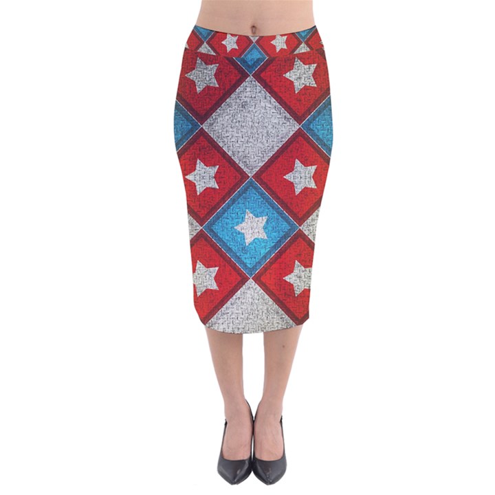 Atar Color Velvet Midi Pencil Skirt