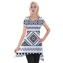 Aztec Pattern Short Sleeve Side Drop Tunic