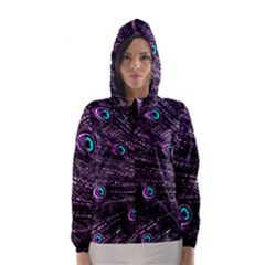 Bird Color Purple Passion Peacock Beautiful Hooded Wind Breaker (women)