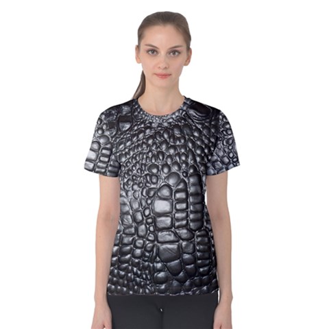 Black Alligator Leather Women s Cotton Tee by Amaryn4rt