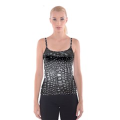 Black Alligator Leather Spaghetti Strap Top by Amaryn4rt