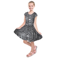 Black Alligator Leather Kids  Short Sleeve Dress