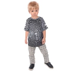 Black Alligator Leather Kids  Raglan Tee