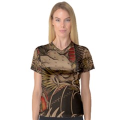 Chinese Dragon Women s V-neck Sport Mesh Tee