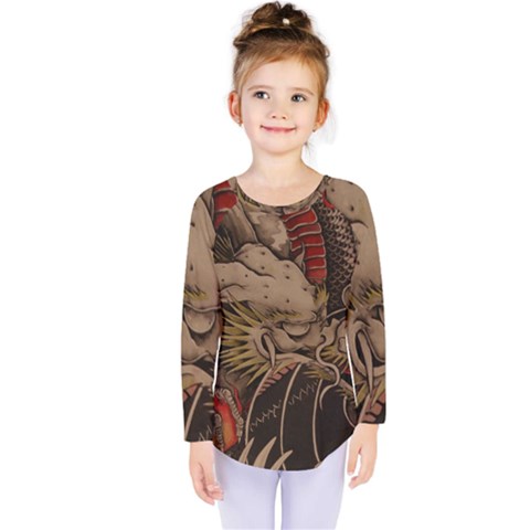 Chinese Dragon Kids  Long Sleeve Tee by Amaryn4rt