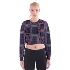 Technology Circuit Board Layout Pattern Women s Cropped Sweatshirt by Amaryn4rt