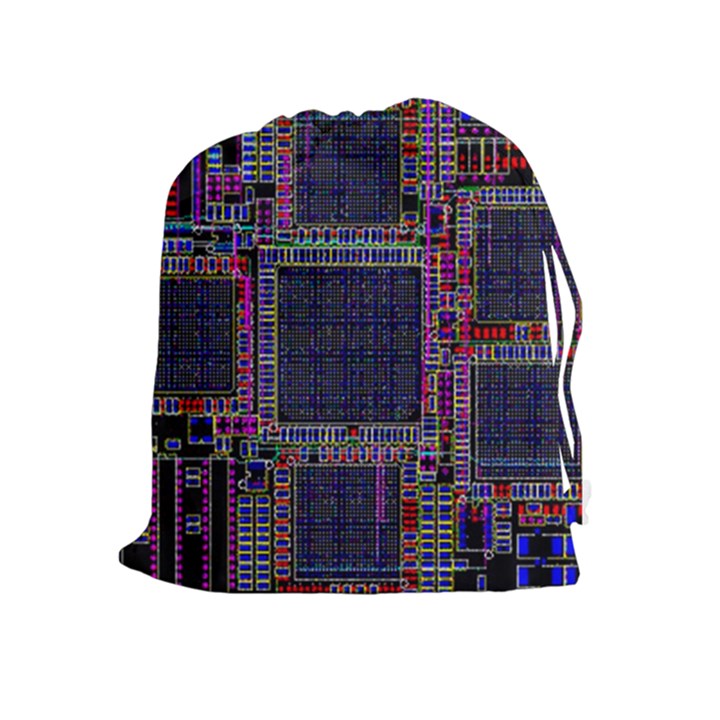 Technology Circuit Board Layout Pattern Drawstring Pouches (Extra Large)