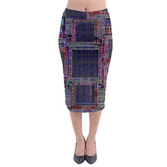 Technology Circuit Board Layout Pattern Midi Pencil Skirt by Amaryn4rt