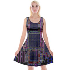 Technology Circuit Board Layout Pattern Reversible Velvet Sleeveless Dress by Amaryn4rt