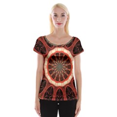 Circle Pattern Women s Cap Sleeve Top