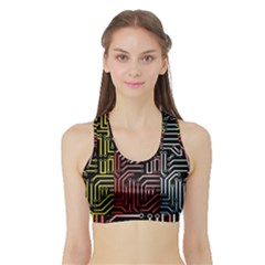 Circuit Board Seamless Patterns Set Sports Bra With Border