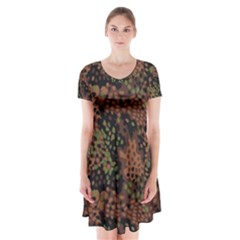 Digital Camouflage Short Sleeve V-neck Flare Dress by Amaryn4rt