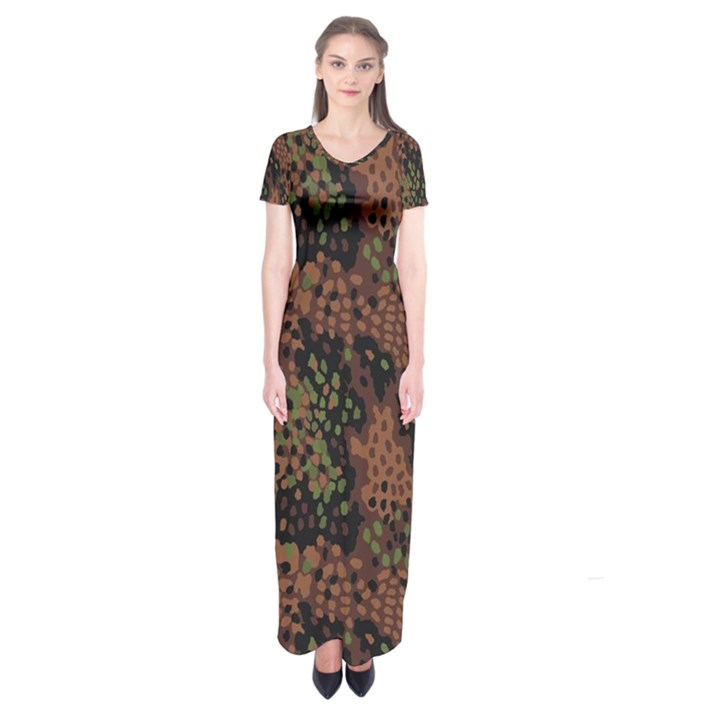 Digital Camouflage Short Sleeve Maxi Dress