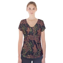 Digital Camouflage Short Sleeve Front Detail Top